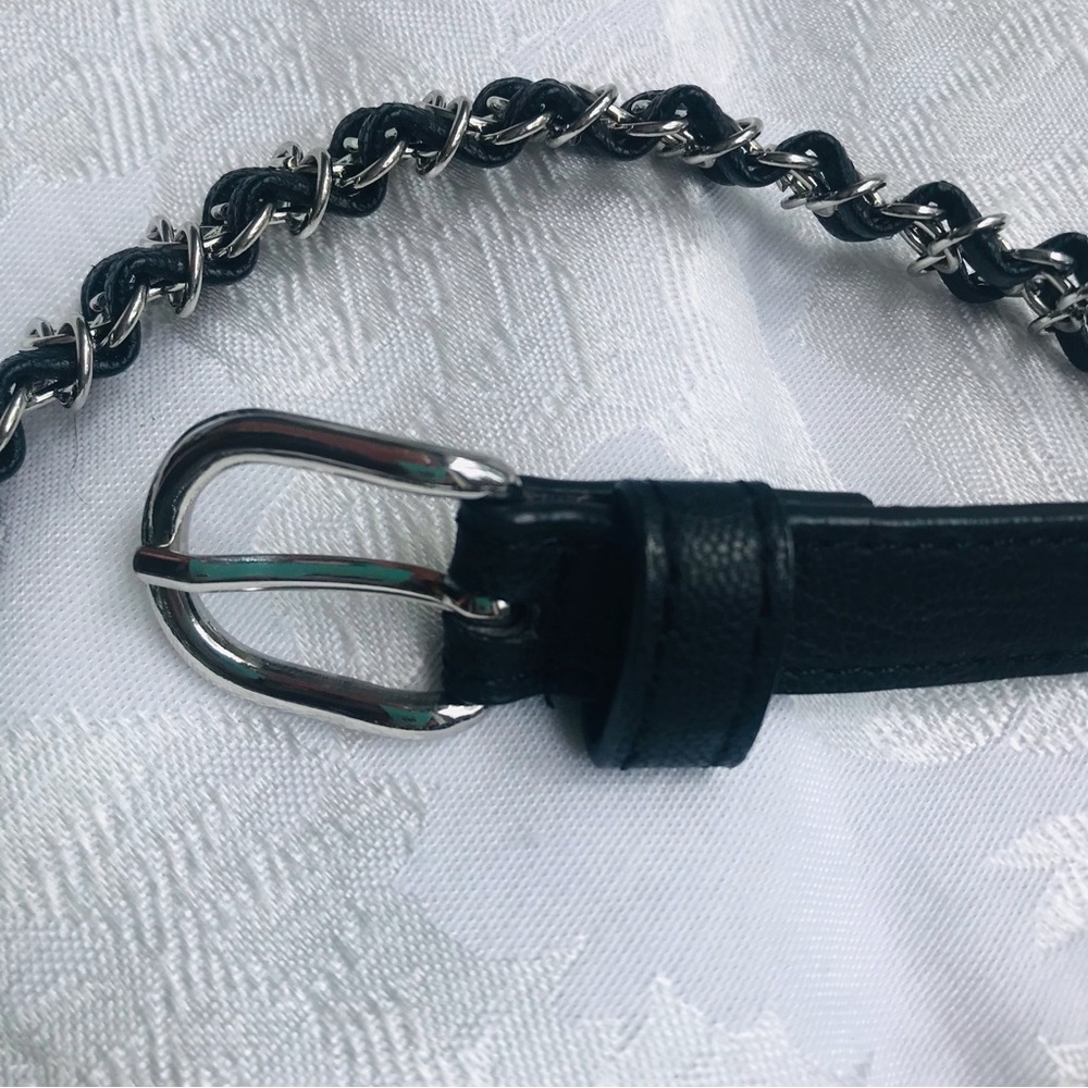 Black Belt with Silver Colored Metal Link Accents 40”x3/4”